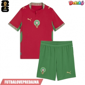 Lacne Dětský Futbalové dres Maroko MS 2026 Krátky Rukáv - Domáci (+ trenírky)